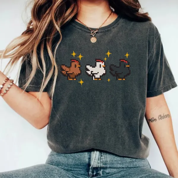 Pixel Chicken Shirt, Funny Farmer shirt, Farm Gamer tee, Chicken lover gift, Farm animal lover, Video game chicken shirt, Cute chicken shirt