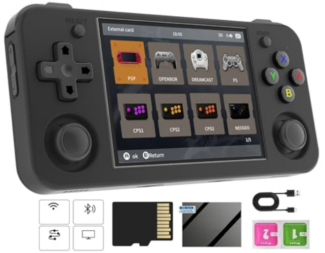 RG35XX H Retro Handheld Game Console , 3.5 Inch IPS Screen Linux System Built-in 64G TF Card 5528 Games Support HDMI TV Output 5G WiFi Bluetooth 4.2 (Black) - RG35XX H-Transparent Purple