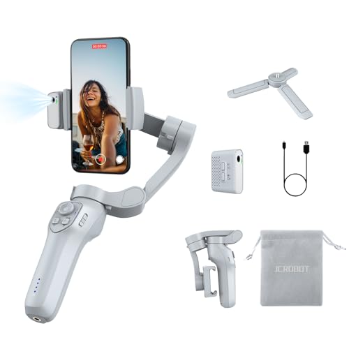 3-Axis Phone Gimbal with Magnetic AI Active Tracker,Gimbal Stabilizer for Smartphone with Fill Light,Phone Stabilizer for Video Recording,Gimbal for Android&iPhone,TikTok YouTube Vlogging Kit - iSleeky Plus+