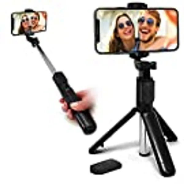 Aduro U-Stream Aluminum Selfie Stick Tripod Extendable Cell Phone Tripod with Wireless Remote Phone Stand for iPhone & Android Phone