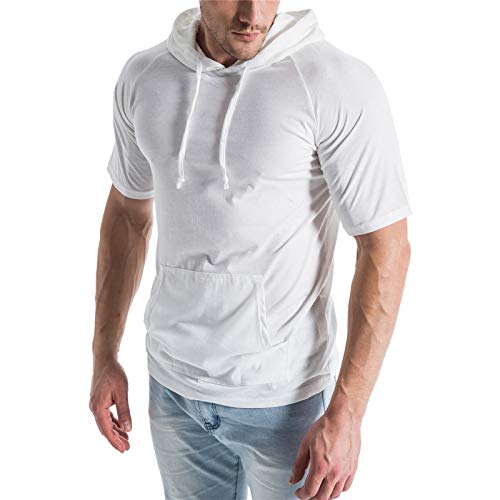 SIR7 Men's Gym Workout Active Long Sleeve Pullover Lightweight Hoodie Casual Hooded Sweatshirts - XX-Large - White-s