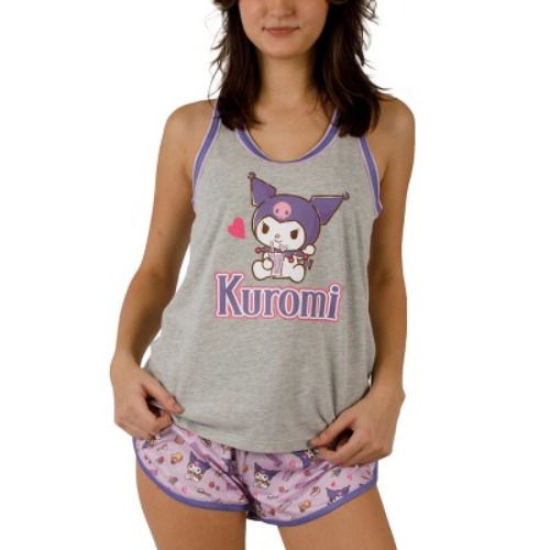 Kuromi Milkshake Women's Racer Back Tank Top & Dolphin Lounge Shorts Sleepwear Set