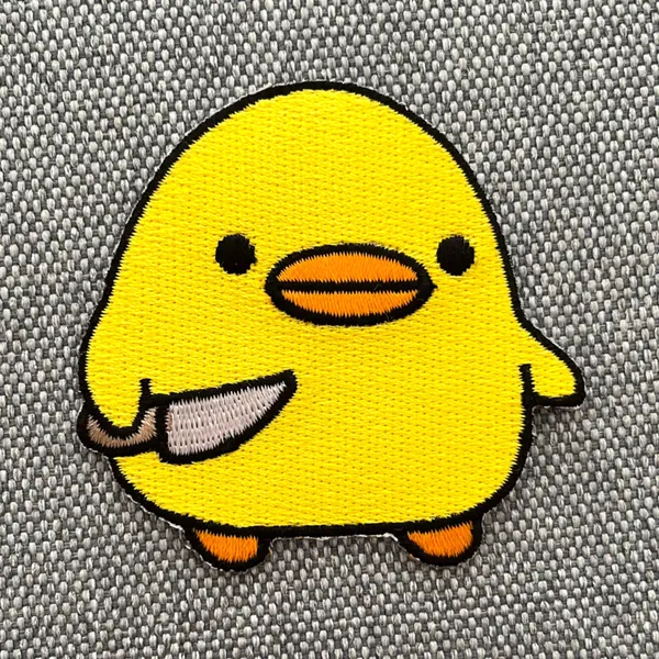 Urbanski Patch Baby Duck with knife angry Duck for ironing 6 x 6.2 cm | Patch application temple picture