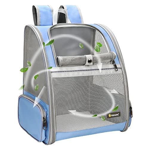 Texsens Pet Backpack Carrier for Small Cats Dogs | Ventilated Design, Safety Straps, Buckle Support, Collapsible | Designed for Travel, Hiking & Outdoor Use (Blue) - Blue