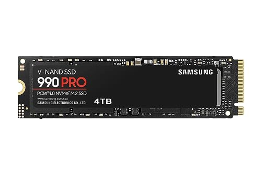 SAMSUNG 990 PRO SSD 4TB PCIe 4.0 M.2 2280 Internal Solid State Hard Drive, Seq. Read Speeds Up to 7,450 MB/s for High End Computing, Gaming, and Heavy Duty Workstations, MZ-V9P4T0B/AM, Black
