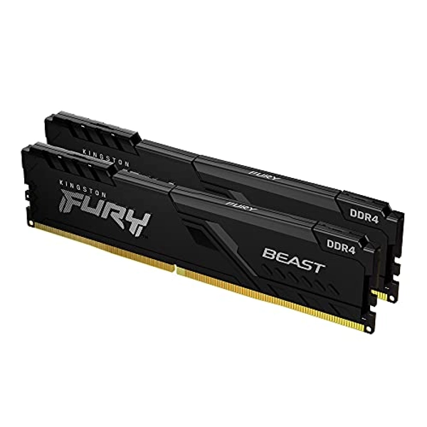 Kingston Fury Beast 64GB (2x32GB) 3600MHz DDR4 CL18 Desktop Memory Kit of 2 KF436C18BBK2/64, Black