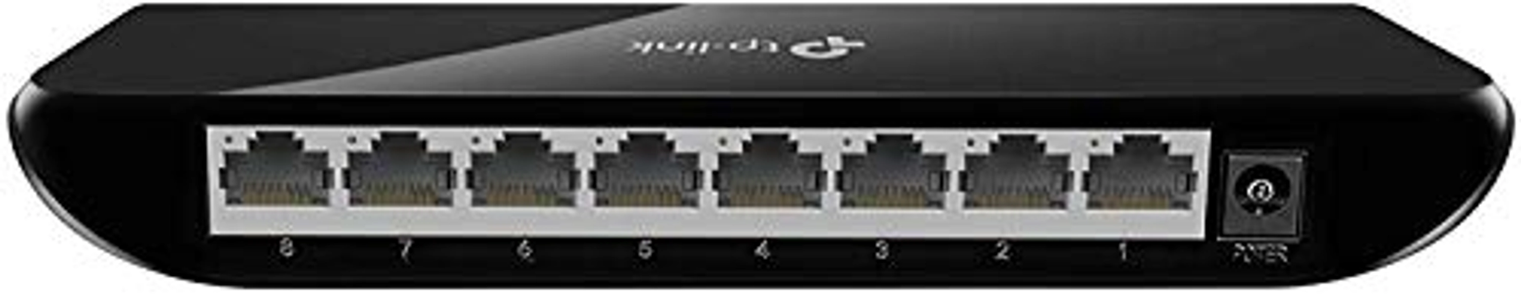 TP-Link 8 Port Gigabit Ethernet Network Switch | Plug and Play | Desktop or Wall-Mount | Plastic Case Ethernet Splitter | Fanless | Traffic Optimization | Unmanaged (TL-SG1008D),Black