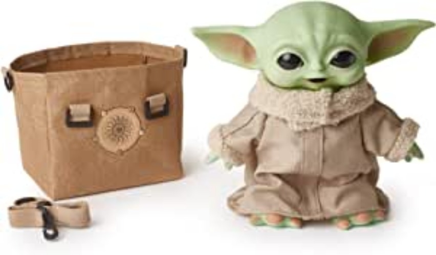 Star Wars Grogu Plush Toy, 11-in The Child from The Mandalorian, Collectible Stuffed Character with Carrying Satchel for Movie Fans, Ages 3 Years and Older