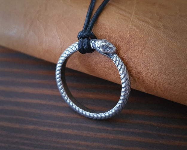 925 Sterling Silver / Brass Ouroboros Snake Viper Ring Necklace Pendant Charm | 925 Sterling Silver