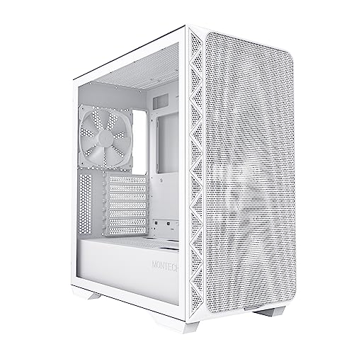Montech AIR 903 Base, E-ATX Mid Tower Case, High Airflow with Max Capacity, 3X 140mm PWM Fans Pre-Installed, Tempered Glass Side Panel, Mesh Front, Type-C, Support 4090 GPUs, White - AIR 903 Base (W)