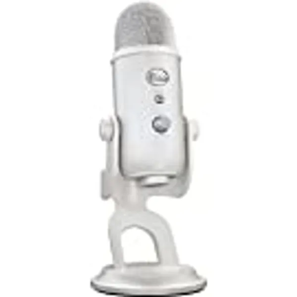 Logitech Blue Yeti Premium USB Gaming Microphone for Streaming, Blue VO!CE Software, PC, Podcast, Studio, Computer Mic, Exclusive Streamlabs Themes, Special Edition Finish - White Mist