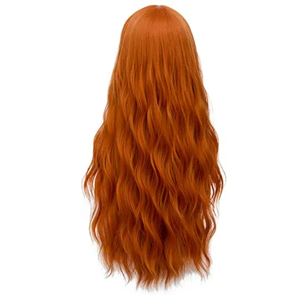 Probeauty Ginger Wig Long Orange Wig for Women Synthetic Heat Resistant Curly Wave Cosplay Wig for Halloween Costume