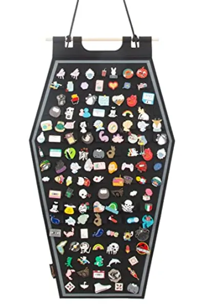 PACMAXI Hanging Brooch Pin Storage Organizer, Hexagon Style Enamel Lapel Pin Holder, Holds Up To 120 Pins(Black)