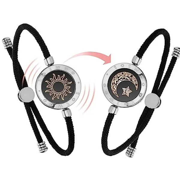 TOTWOO Long Distance Touch Bracelets for Couples, Vibration & Light up for Love Couples Bracelets | Long Distance Relationship Gifts for Girlfriend Bluetooth Pairing Jewelry