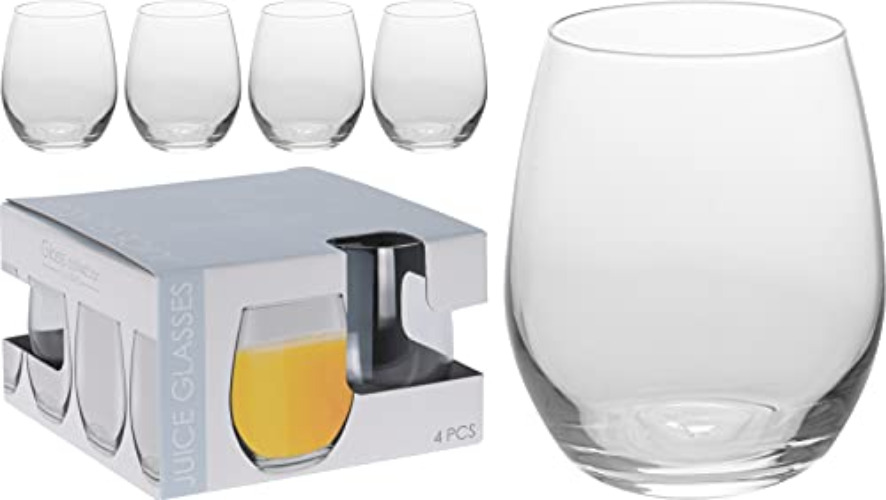 Galvog® Drinking Tumblers Set of 4 390ml | Glass Tumblers Gift Pack | Cocktails, Drinks, Juices