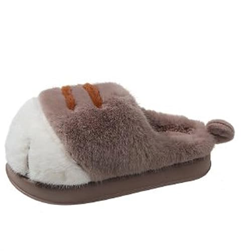 Indoor Outdoor Slippers Women Cute Funny 3D Cat Paw Cartoon Slipper Warm Fluffy Furry Winter Bedroom House Shoes - 8 Women/8 Men - Brown