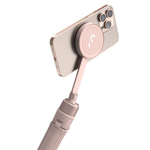 ShiftCam SnapPod - Video selfie stick and tripod - Magnetic mount snaps on to any phone - Tiltable design (Chalk Pink)