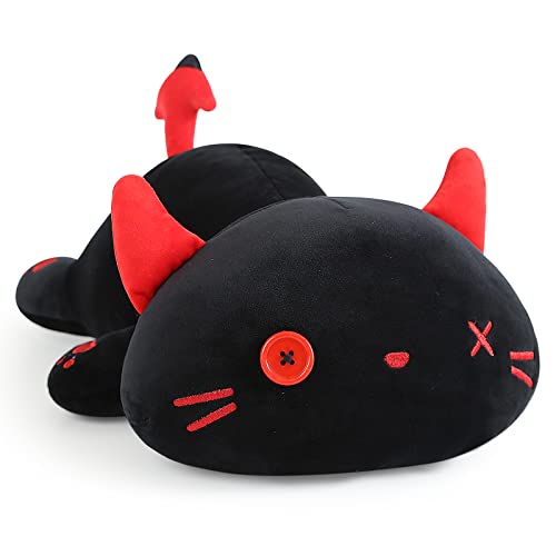 Onsoyours Cute Kitten Plush Toy Stuffed Animal Black Kitty Soft Anime Cat Plush Pillow for Kids (Black B, 12") - Black B - 12''