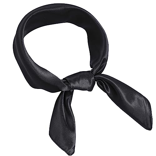 Pistha Chiffon Scarf Square Ribbon Neck Scarf Satin Scarf Handkerchief for Halloween Retro Women Girls Costume Accessory - Black - 23.6*23.6 inch