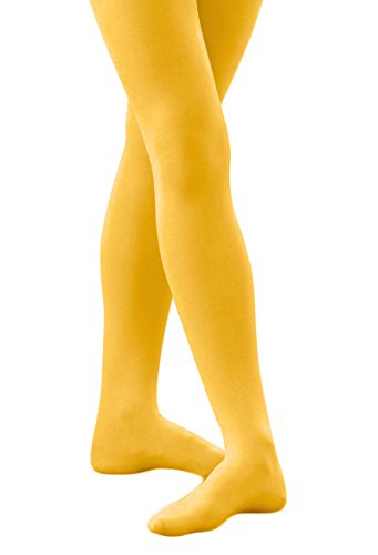 Grandeur Cycle Women's Solid Colored Opaque Seamless Footed Tights - Medium 5'3"-5'5" / 110-135 lbs. - Gold Yellow