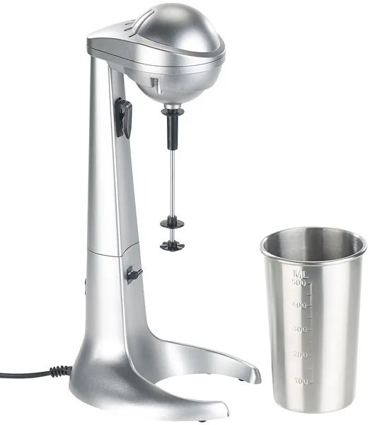 Rosenstein & Söhne Milchshaker: Elektrischer Drink-Mixer mit Edelstahl-Becher, 65 Watt (Milchshaker elektrisch)