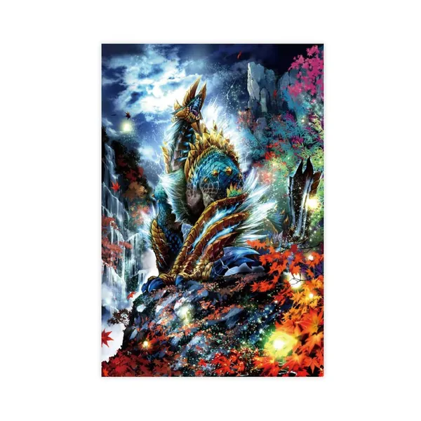 Gaming-Poster Monster Hunter 36, Leinwand-Poster, Wandkunst, Deko, Bild, Gemälde für Wohnzimmer, Schlafzimmer, Dekoration, 60 x 90 cm, ohne Rahmen