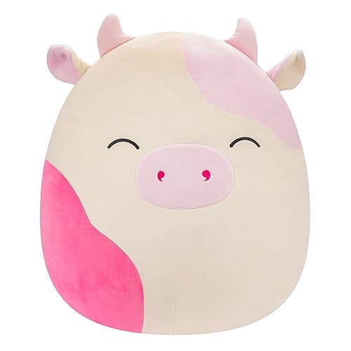Squishmallows Original 20-Inch Caedyn Cream Cow with Pink Spots - Official Jazwares Jumbo Plush - 20 inch - Cow