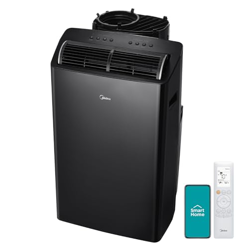 Midea Duo 12,000 BTU (10,000 BTU SACC) High Efficiency Inverter, Ultra Quiet Portable Air Conditioner, Cools up to 450 Sq. Ft., Works with Alexa/Google Assistant, Includes Remote - Black - 12,000 BTU-Dual hose