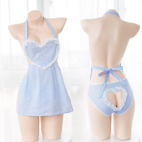 Sweet Peekaboo Apron Dress - Sky Blue