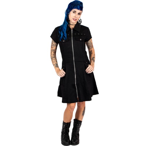 Orchid Bloom | Black Gothic Zipper Dress - 06 / Black