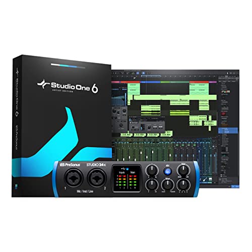 PreSonus Studio 24c 2x2, 192 kHz, USB Audio Interface with Studio One Artist and Ableton Live Lite DAW Recording Software - Studio 24c (2 Mic Pres/2 Outs) - Audio Interface