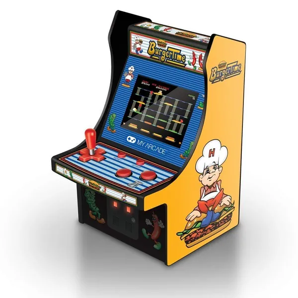 My Arcade Burgertime Micro Player Mini Arcade Machine: Fully Playable, 6.75 Inch Collectible, Color Display, Speaker, Volume Buttons, Headphone Jack - Electronic Games , Yellow - 
