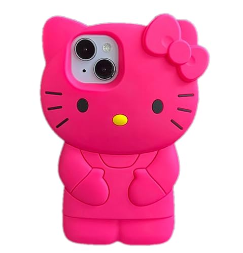 YJQYJH Cute Case,3D Cartoon Soft Silicone Adorable,Kawaii Animal Funny Cat Cover Case for Girls Boys Teens Kids (Full Body Hot Pink,for iPhone 12 Pro Max) - full body Hot pink - for iPhone 12 Pro Max