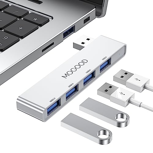 USB Hub 3.0 MOGOOD USB Hub for Laptop USB Splitter USB Port Splitter USB Port Expander USB Multiport Adapter Laptop, Xbox, Flash Drive, HDD, Console, Printer, Camera,Keyborad, Mouse - silver-Right