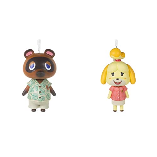 Hallmark Nintendo Animal Crossing Tom Nook Christmas Ornament & Nintendo Animal Crossing Isabelle Christmas Ornament (0002HCM9366) - Ornament + Animal Crossing Ornament