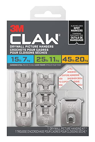 3M CLAW Drywall Picture Hanger Variety Pack for Wall Decor with Temporary Spot Marker, 10 Hangers, 10 Markers/Pack
