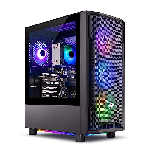 Skytech Gaming Shadow Gaming PC Desktop – AMD Ryzen 5 5600X 3.7 GHz, NVIDIA RTX 4060, 1TB NVME SSD, 16GB DDR4 RAM 3200, 600W Gold PSU, 11AC Wi-Fi, Windows 11 Home 64-bit,Black - 5600X | 4060