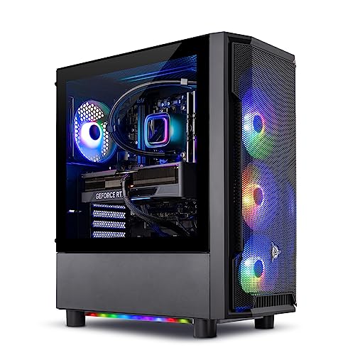 Skytech Gaming Shadow Gaming PC Desktop – AMD Ryzen 7 5700X 3.4 GHz, NVIDIA RTX 4060, 1TB NVME SSD, 16GB DDR4 RAM 3200, 600W Gold PSU, 11AC Wi-Fi, Windows 11 Home 64-bit,Black - 5700X | 4060