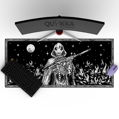 Epic Skull Tactical Reaper Design Mousepad Deskmat - 100x50cm / 2mm / Black Stitched