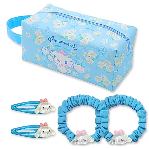 nmtaihp Cartoon Cosmetics Makeup Bag with 2 Hairpins and 2 Hair Ties Travel Bag Kawaii Hair Clips Hair Bands for Girls Women Hair Accessoaries - Blue
