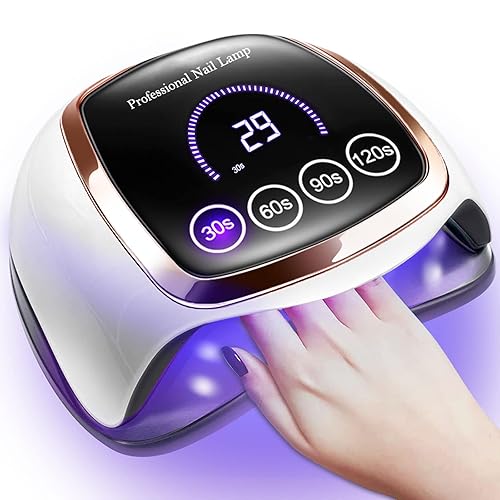 Gugusure UV LED Nail Lamp, 180W Nail Dryer for Gel Polish with LCD Display, Auto Sensor and 4 Timer Settings, Professional Gel Curing Lamp Gel Polish Light with 42 LED Beads for Salon and Home - 180W