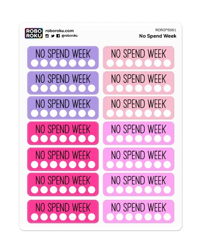 No Spend Week Trackers - Planner Stickers - Cutie