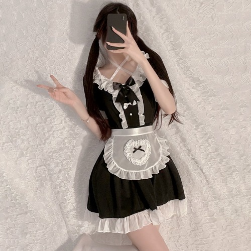 Japanese Lolita Cosplay Maid Outfit - Black / L