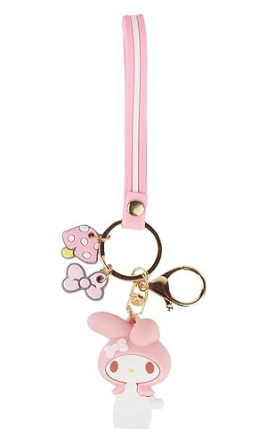 PaPiJoJo Cute Keychain Kawaii Anime Keychain, Hello Kitty, My Melody,Kuromi,Keroppi, Badtz-Maru, Cinnamoroll, Pompompurin - Bunny