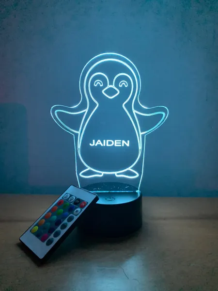 Penguin 3D Lamp Personalized