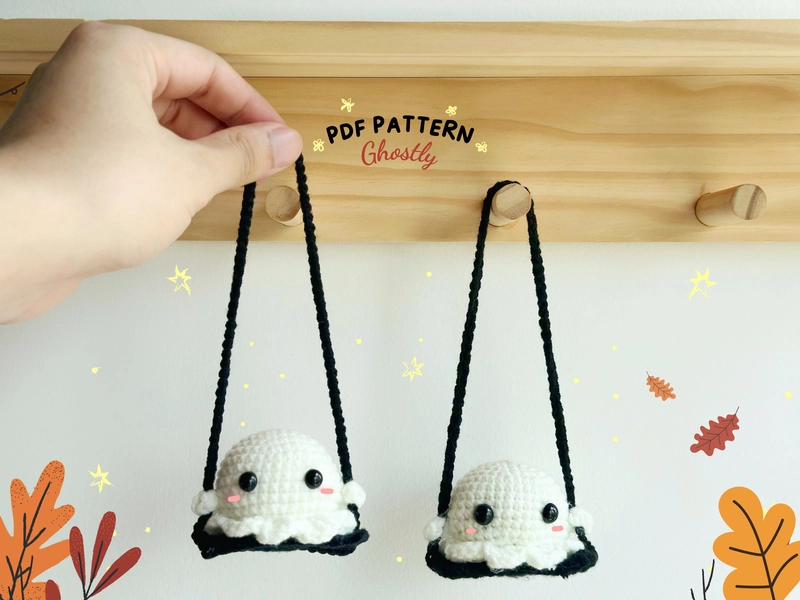 Ghost Sit On Swing Crochet Pattern, Ghost Crochet Pattern, Halloween Crochet Patterns