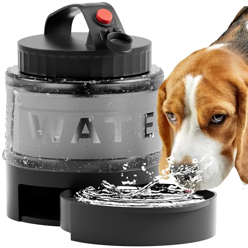 Dog Water Bottle, Dog Travel Water Bottle, 54oz Large Dog Water Bowl Dispenser, Portable Water Bowl for Dog, Dog Camping Essentials, Dog Beach Accessories, Bpa Free, Safe and Durable - 56oz-Black