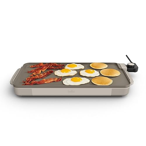 bella 10" x 20" Electric Griddle with EverGood™ Ceramic Nonstick Coating, Removable Temperature Probe, Dishwasher-Safe Drip Tray & Cool Touch Handles, Cook up to 10 Eggs, 1500 Watt, Oatmilk - 10" x 20" - Oatmilk