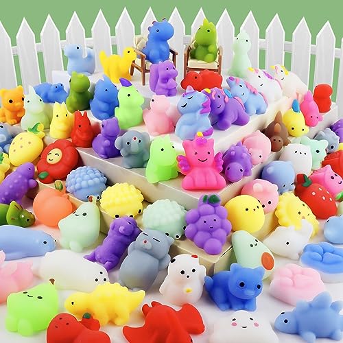 130Pcs Mochi Squishy Toys, Mini Kawaii Squishies Stress Relief Fidget Toys Bulk for Kids Party Favors, Birthday Gifts, Easter Egg Fillers, Valentines Goodie Bags ,Christmas Stocking Stuffers