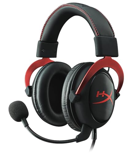 HyperX Cloud II - Gaming Headset, 7.1 Surround Sound, Memory Foam Ear Pads, Durable Aluminum Frame, Detachable Microphone, Works with PC, PS5, PS4, Xbox Series X|S, Xbox One – Red - Wired